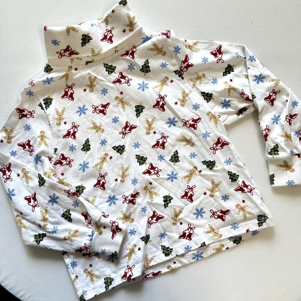 L.L. Kids By L.L. Bean Winter Themed Christmas Gingerbread Turtleneck Sz 4